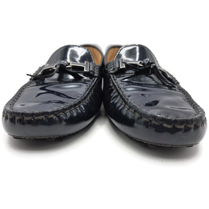 Tod’s Heaven Double T-Bit Loafers Driving Shoes Navy Patent Leather Rare 39.5