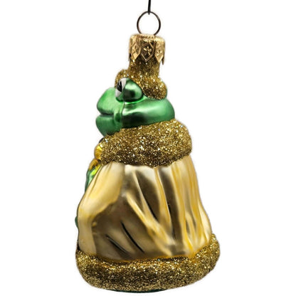 Patricia Breen Frog King Shiny Gold Crown And Stem Glittered Christmas Ornament