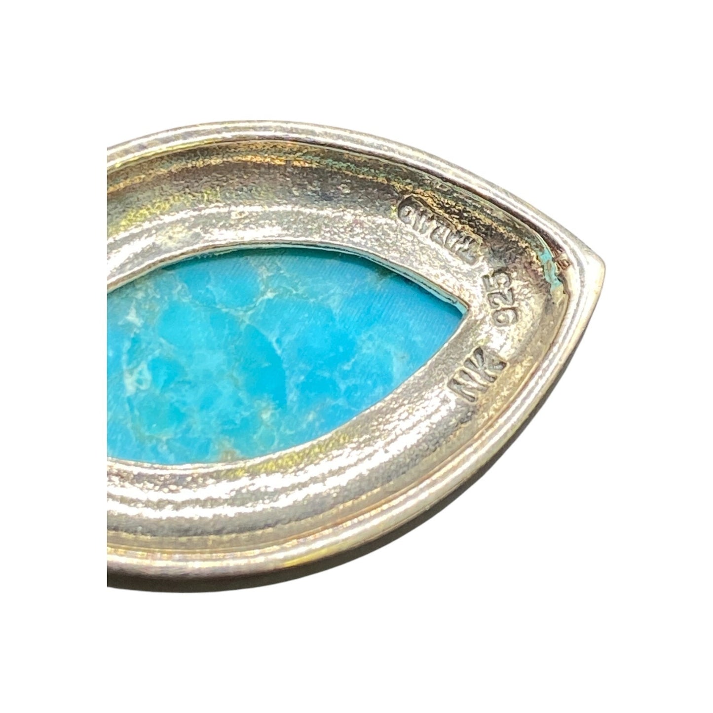 Marquise Turquoise Hook Dangle Earrings Marcasite Stone 925 Sterling Silver NK