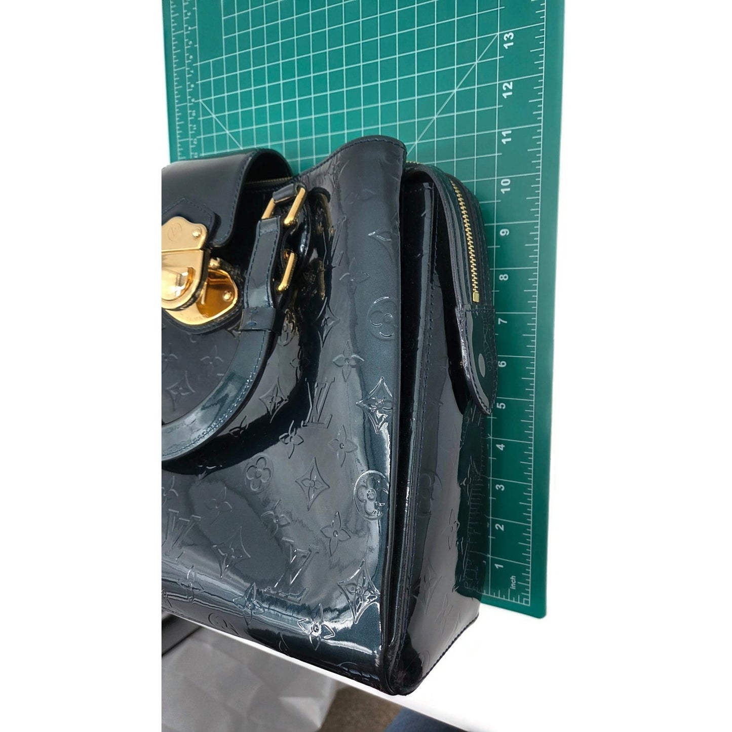 Louis Vuitton Melrose Avenue Monogram Vernis Bleu Nuit Bag Wallet Coin Pouch Set