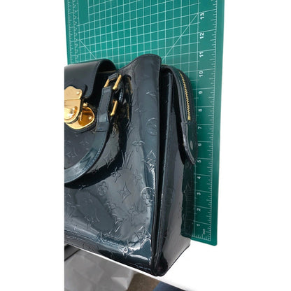 Louis Vuitton Melrose Avenue Monogram Vernis Bleu Nuit Bag Wallet Coin Pouch Set