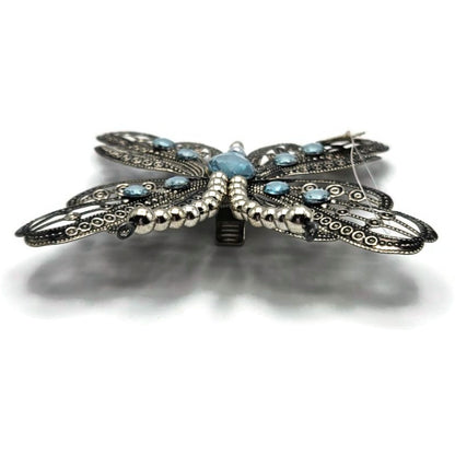 Katherines Collection Filigree Butterfly Clip On Ornament Aqua Blue Rhinestones