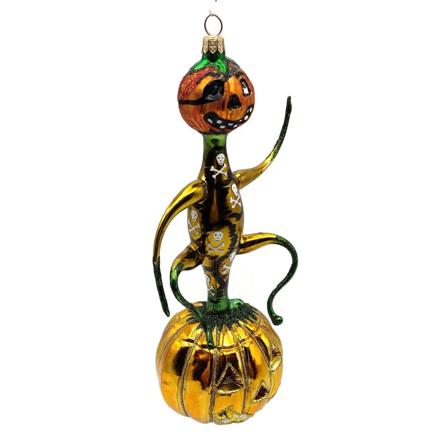 Slavic Treasures Jack on Jack Pumpkin Skull Halloween Tree Ornament D-20M-08