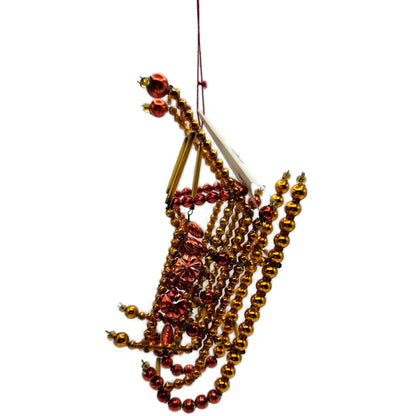 Christopher Radko Ruby Sleigh Red Gold Beaded Christmas Ornament 98-231-0 Czech