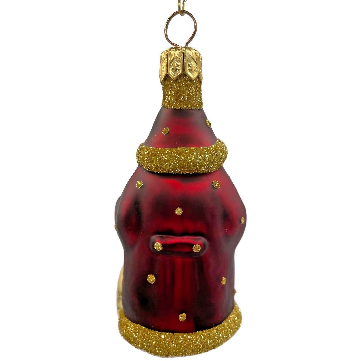Patricia Breen Miniature Woodland Santa Bordeaux Gold Dots Christmas Ornament
