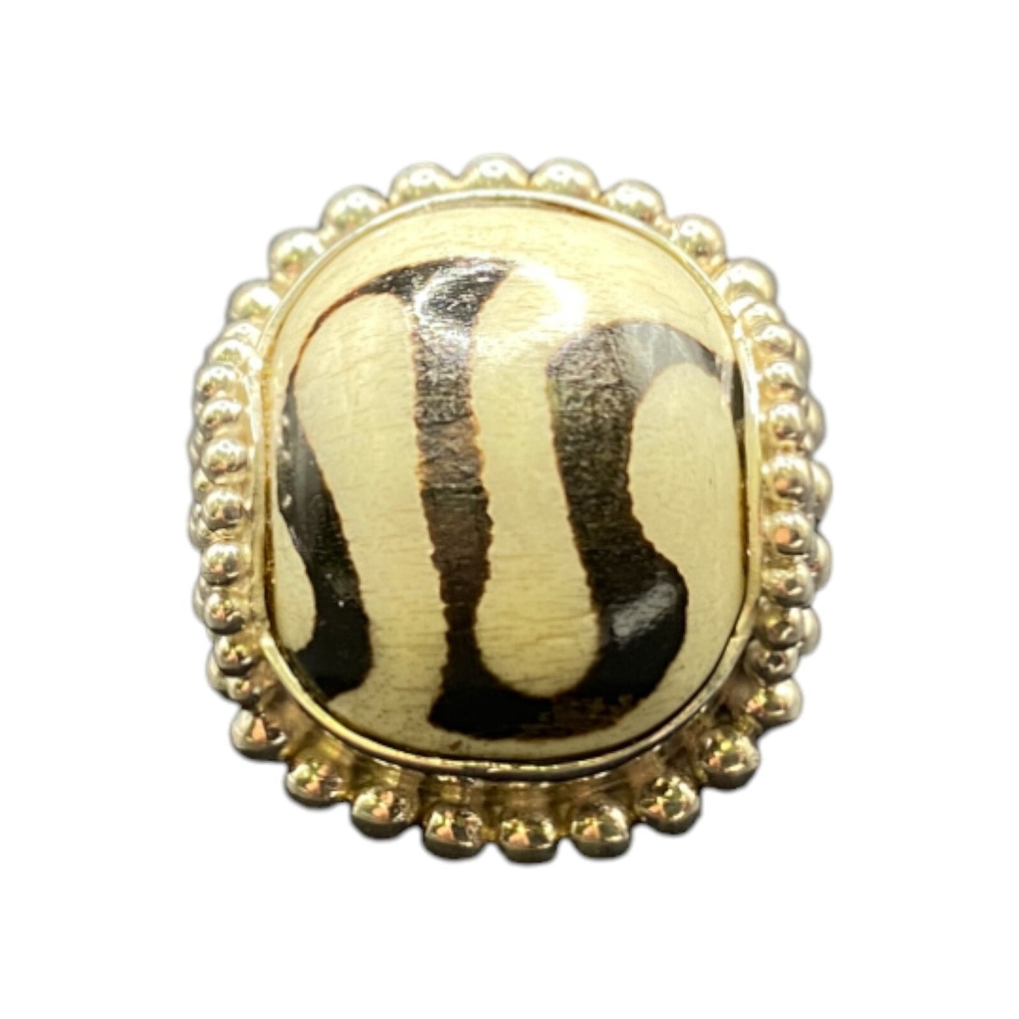 Zebra Jasper Cushion Cut Ring Crystal Sterling Silver Gold Plated Sejan Stamped