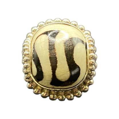 Zebra Jasper Cushion Cut Ring Crystal Sterling Silver Gold Plated Sejan Stamped