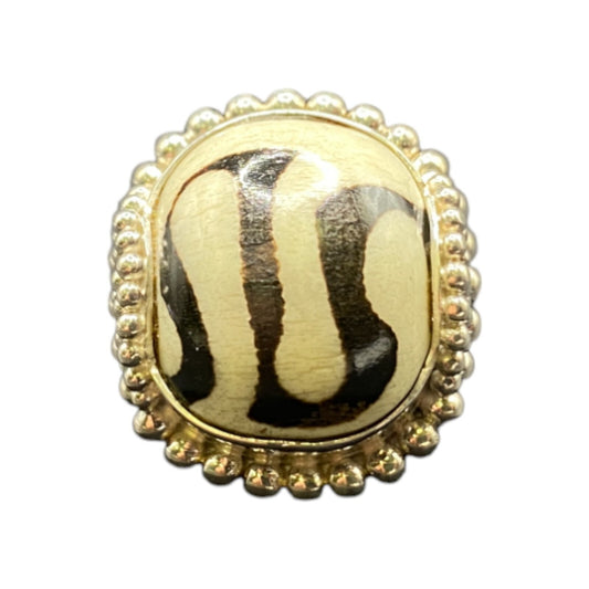 Zebra Jasper Cushion Cut Ring Crystal Sterling Silver Gold Plated Sejan Stamped