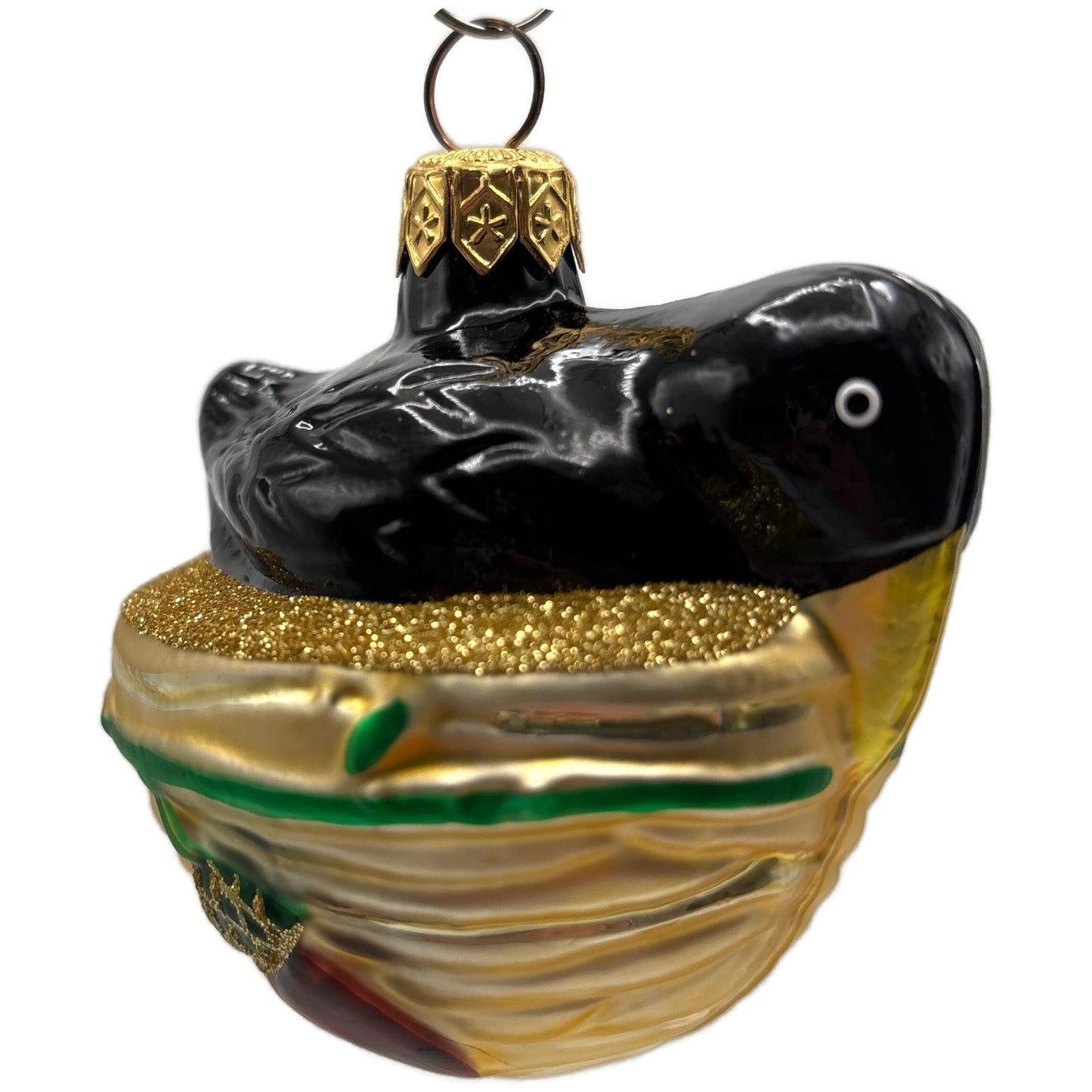 Patricia Breen Nesting Instinct Black Gold Acorns Birds Christmas Tree Ornament
