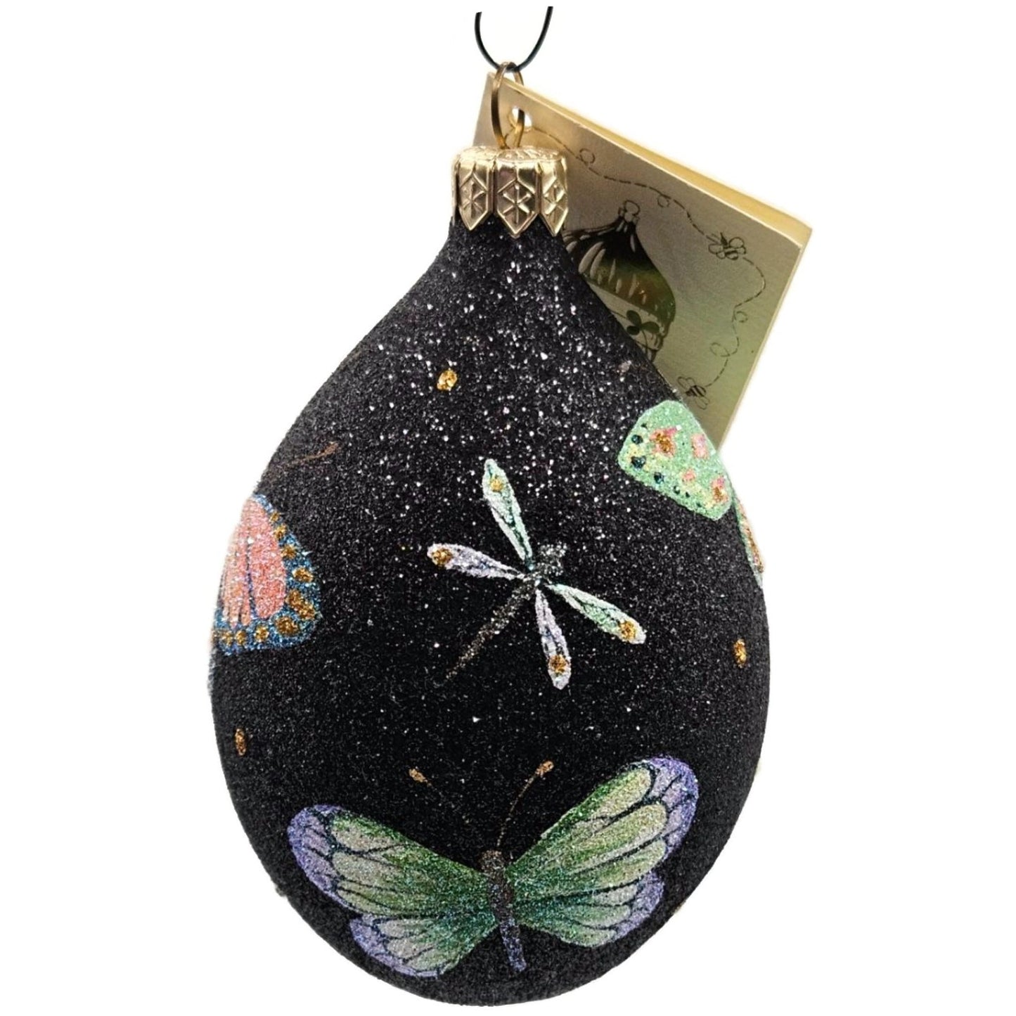 Patricia Breen Butterfly Black Egg Floral Dragonfly Spring Christmas Ornament