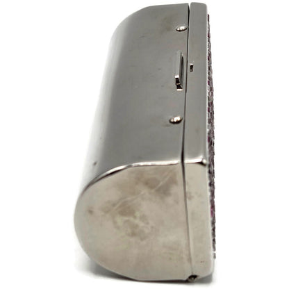 Judith Leiber Lipstick Case Pink Swarovski Crystals Silver Tone with Dust Bag