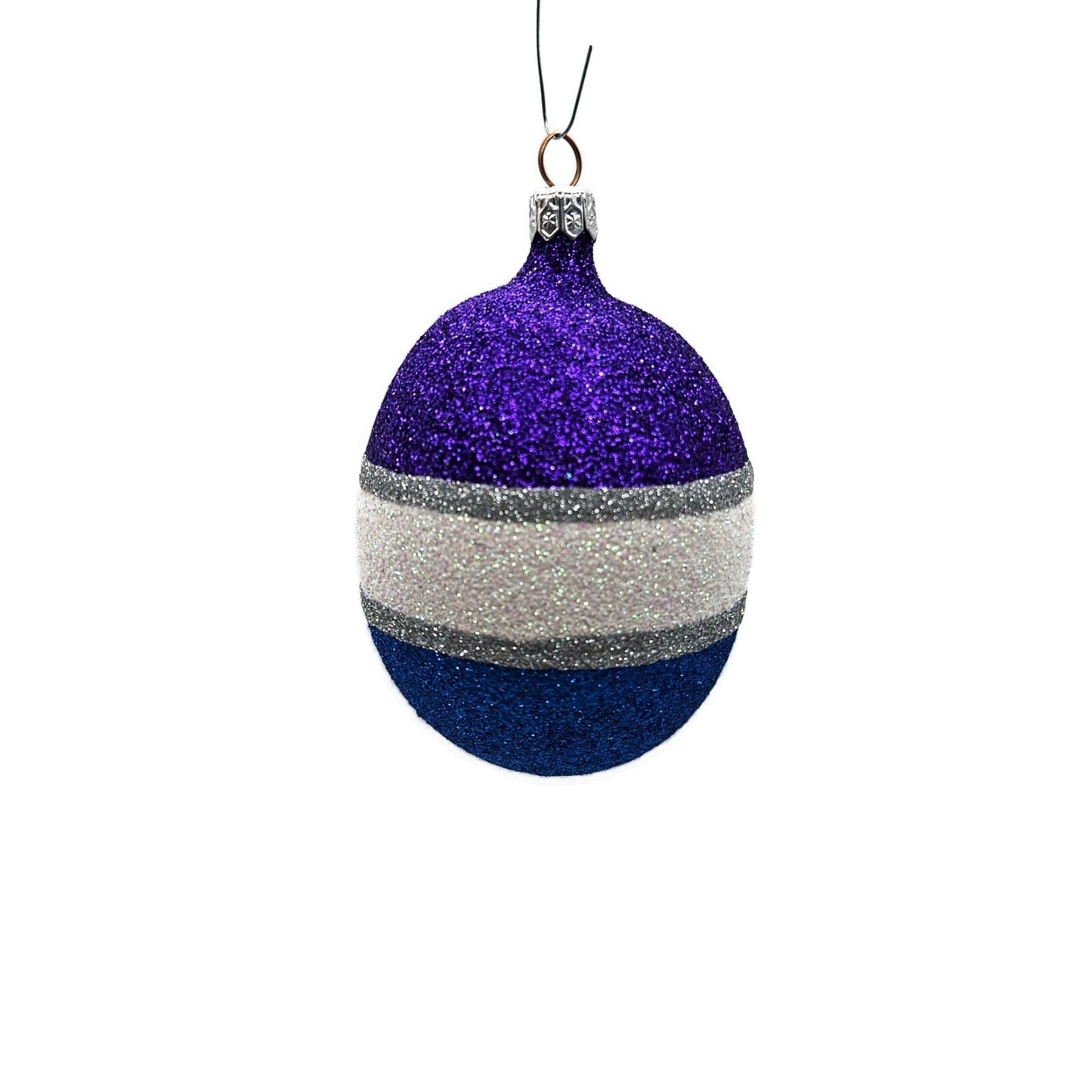 Patricia Breen Eggs Set of 3 Purple Blue Silver Easter Christmas Tree Ornament
