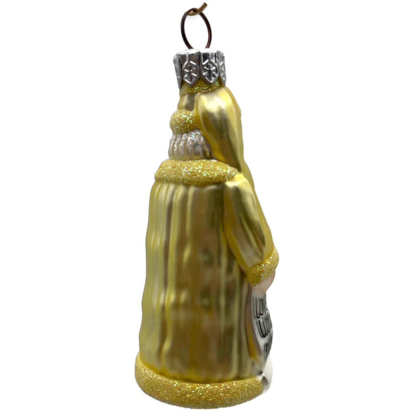 Patricia Breen Miniature Gift of The Season Yellow Love Peace Christmas Ornament