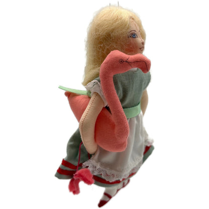 Gladys Boalt Alice With Flamingo Alice in Wonderland Christmas Ornament Signed