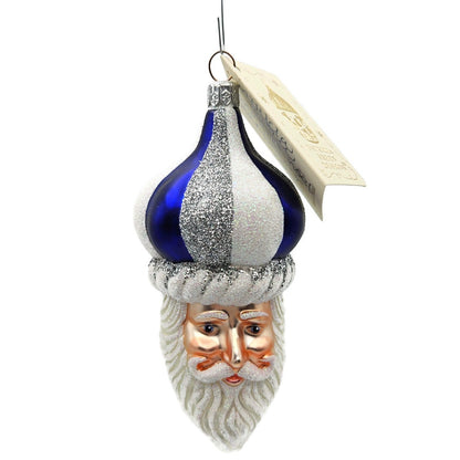 Patricia Breen Carnival Noel Blue Silver Santa Claus CO Christmas Tree Ornament