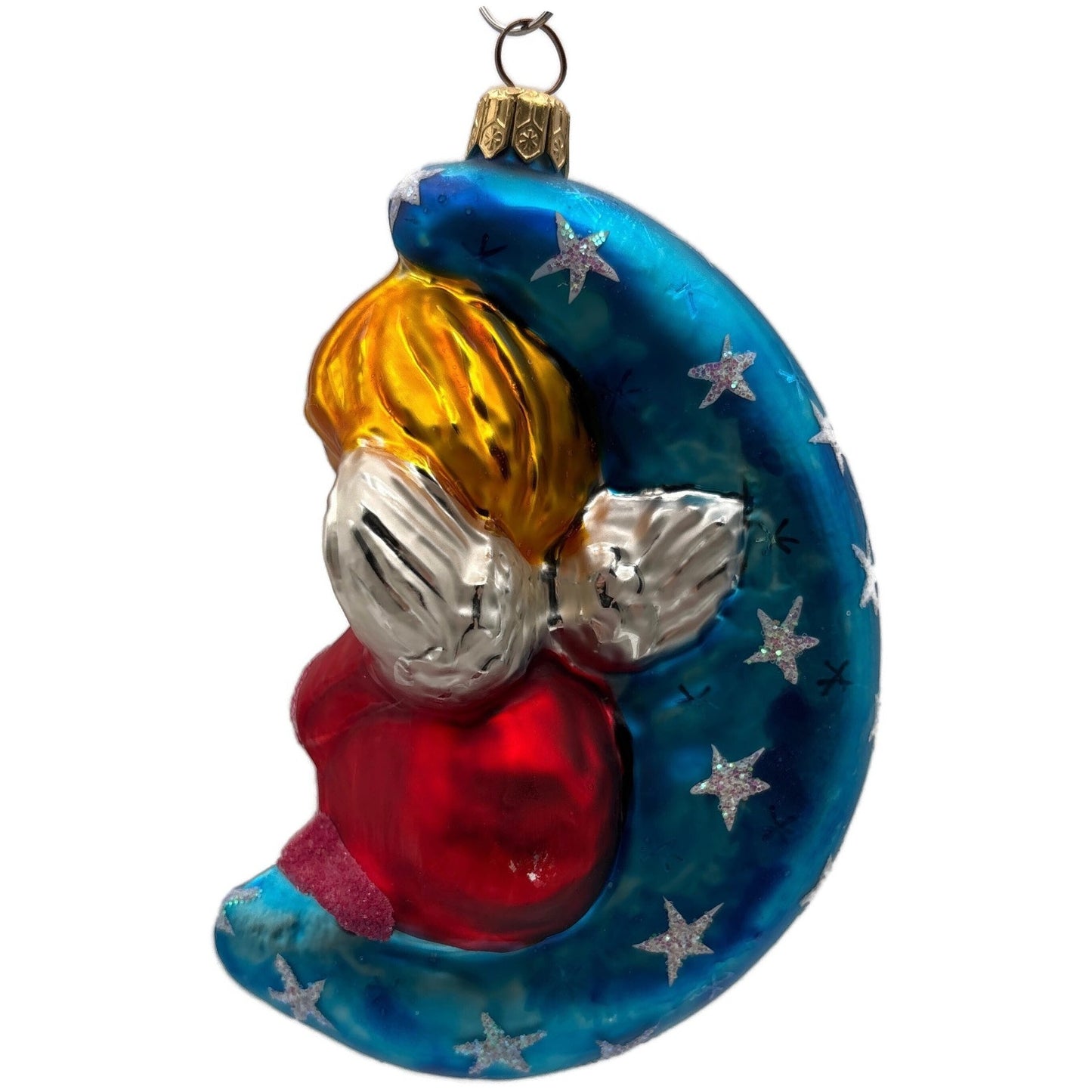 Christopher Radko Watch Over Me Blue Moon Stars Christmas Tree Ornament 97-SP-26