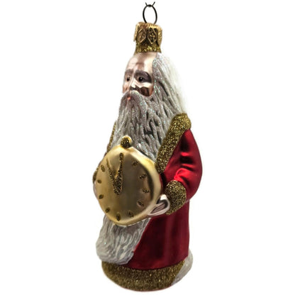 Patricia Breen Round Midnight Red Santa Claus Father Time Christmas Ornament