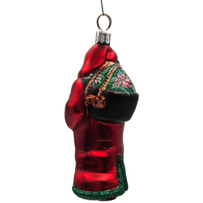 Patricia Breen Wayfaring Santa Claus Poinsettia Matte Christmas Tree Ornament