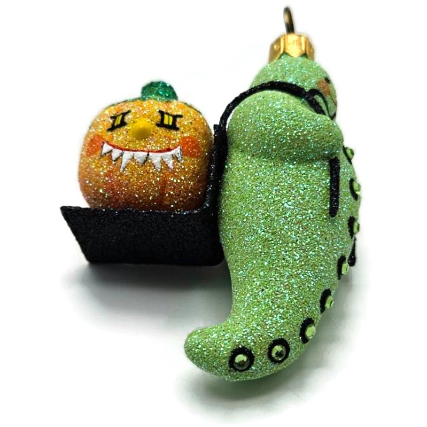 Patricia Breen Halloween Delivery Green Frankenstein Orange Christmas Ornament