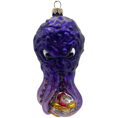 Patricia Breen Help Santa! Purple Octopus Aquatic Summer Christmas Tree Ornament
