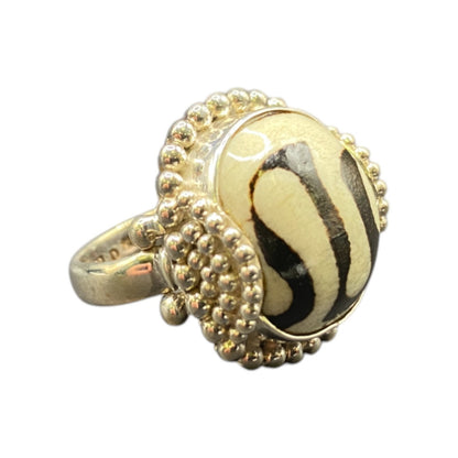 Zebra Jasper Cushion Cut Ring Crystal Sterling Silver Gold Plated Sejan Stamped