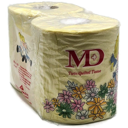 Vintage MD Toilet Paper Yellow Twin Quilted Bathroom Tissue 2 Rolls 2 Ply NEW