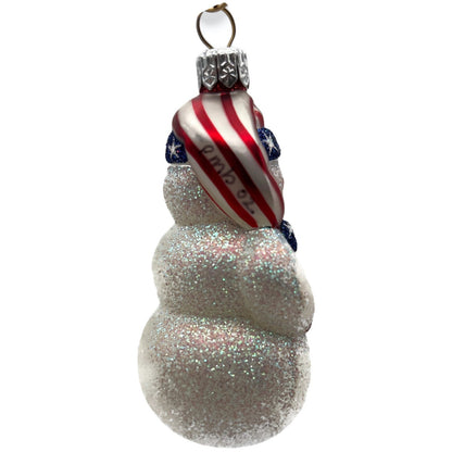 Patricia Breen Loving Snowman Patriotic Star Striped Christmas Tree Ornament