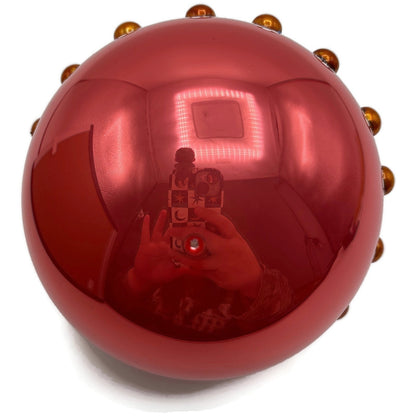 Glitter Lab Coral Mandala Ball Polka Dots Red Gold Christmas Tree Ornament
