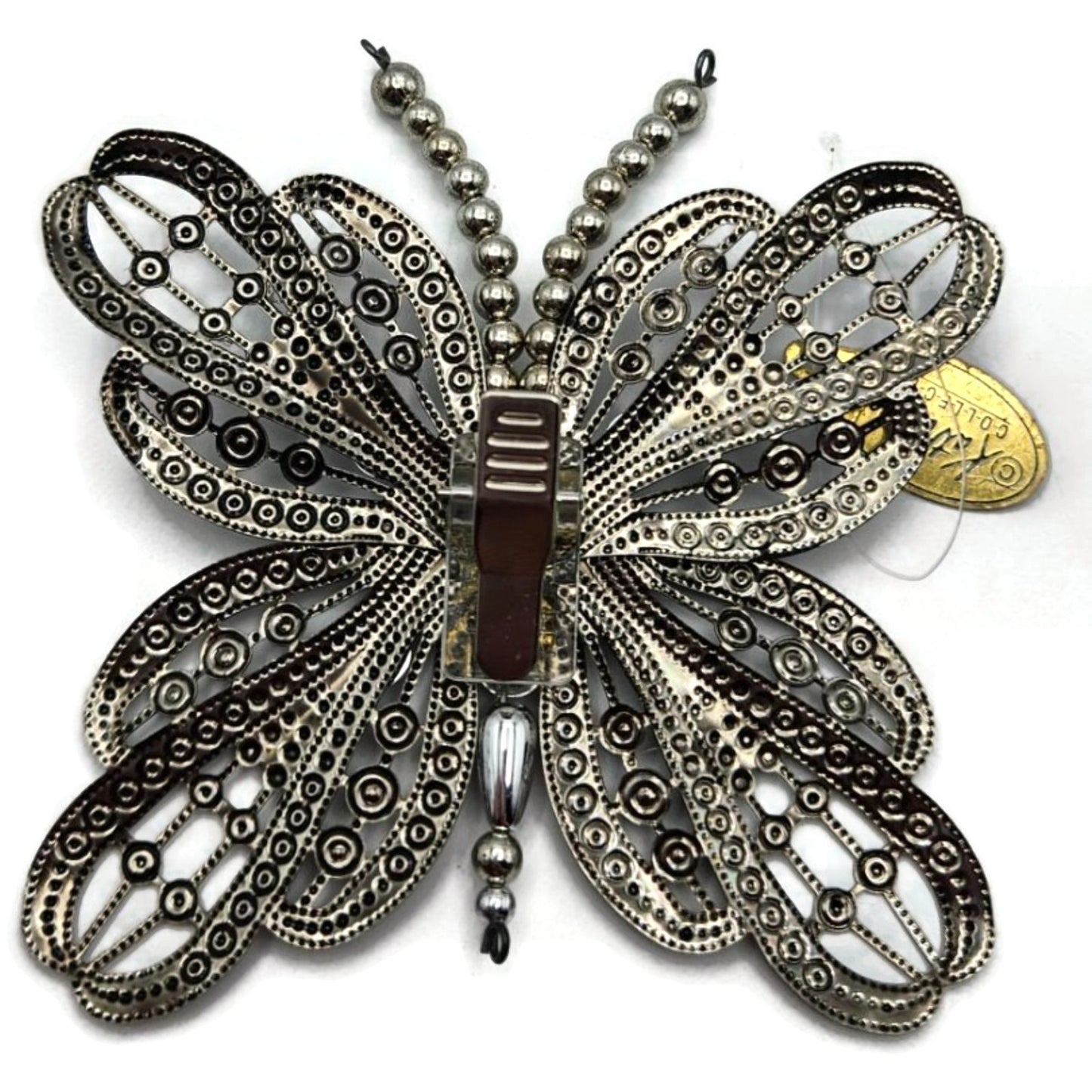 Katherines Collection Filigree Butterfly Clip On Ornament Aqua Blue Rhinestones