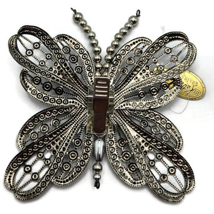Katherines Collection Filigree Butterfly Clip On Ornament Aqua Blue Rhinestones