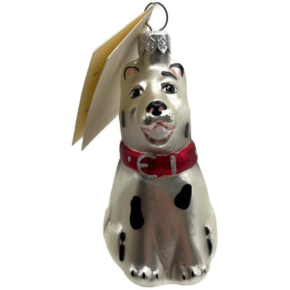 Patricia Breen Laughing Dog Sitting Pearl White Animal Christmas Tree Ornament