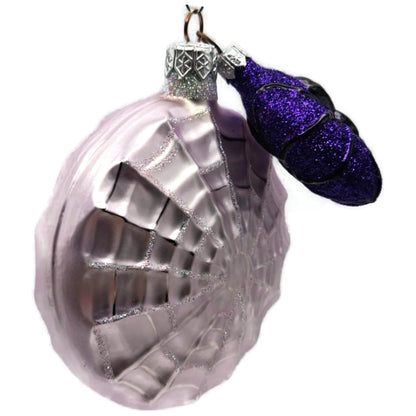 Patricia Breen Victorian Spider Web Lavender Black Glass Halloween Ornament 9650