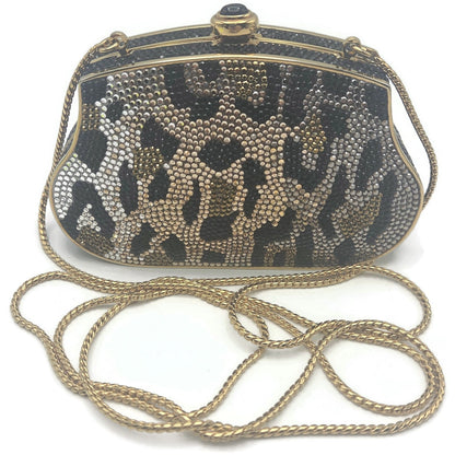 Judith Leiber Couture Leopard Crystal Minaudiere Shoulder Bag With Dust Bag