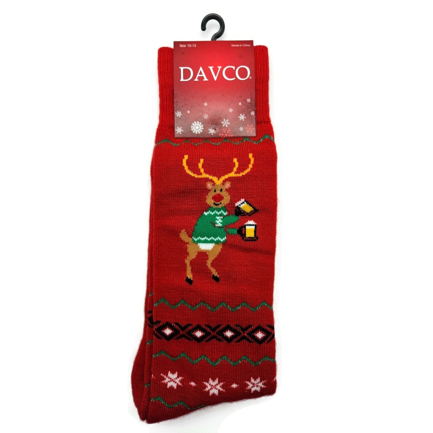 Davco Red Christmas Socks Reindeer Snowflakes Holiday Stocking Stuffers