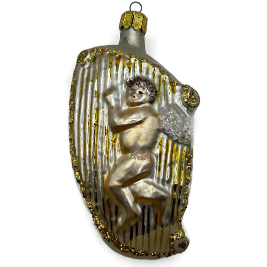 Christopher Radko Angel On Harp Gold Glass Christmas Tree Ornament 90-046-0