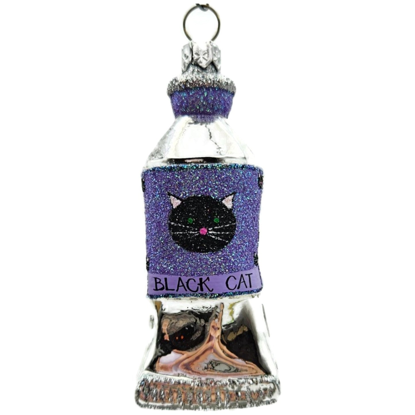Patricia Breen Miniature Paint Tube Black Cat Art Lavender Halloween Ornament
