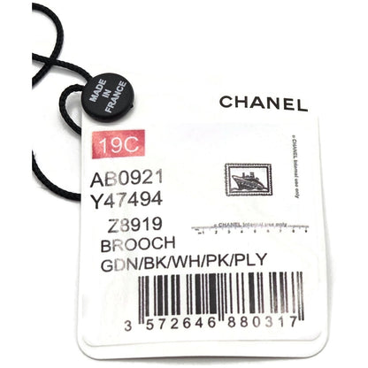 Chanel 19C La Pausa Yacht Stamp Brooch Pin CC Logo Cruise Ship Pea AB0921 Y47494