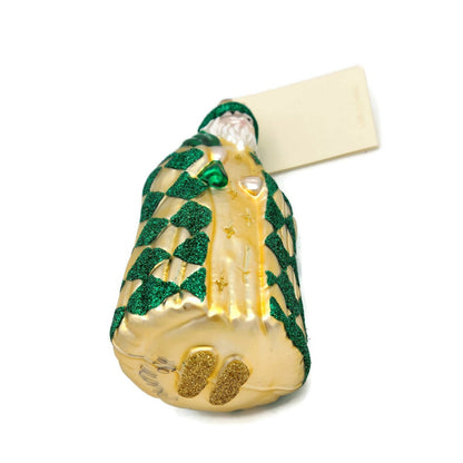 Patricia Breen Saint Louis Santa Green Gold Checkered Christmas Tree Ornament