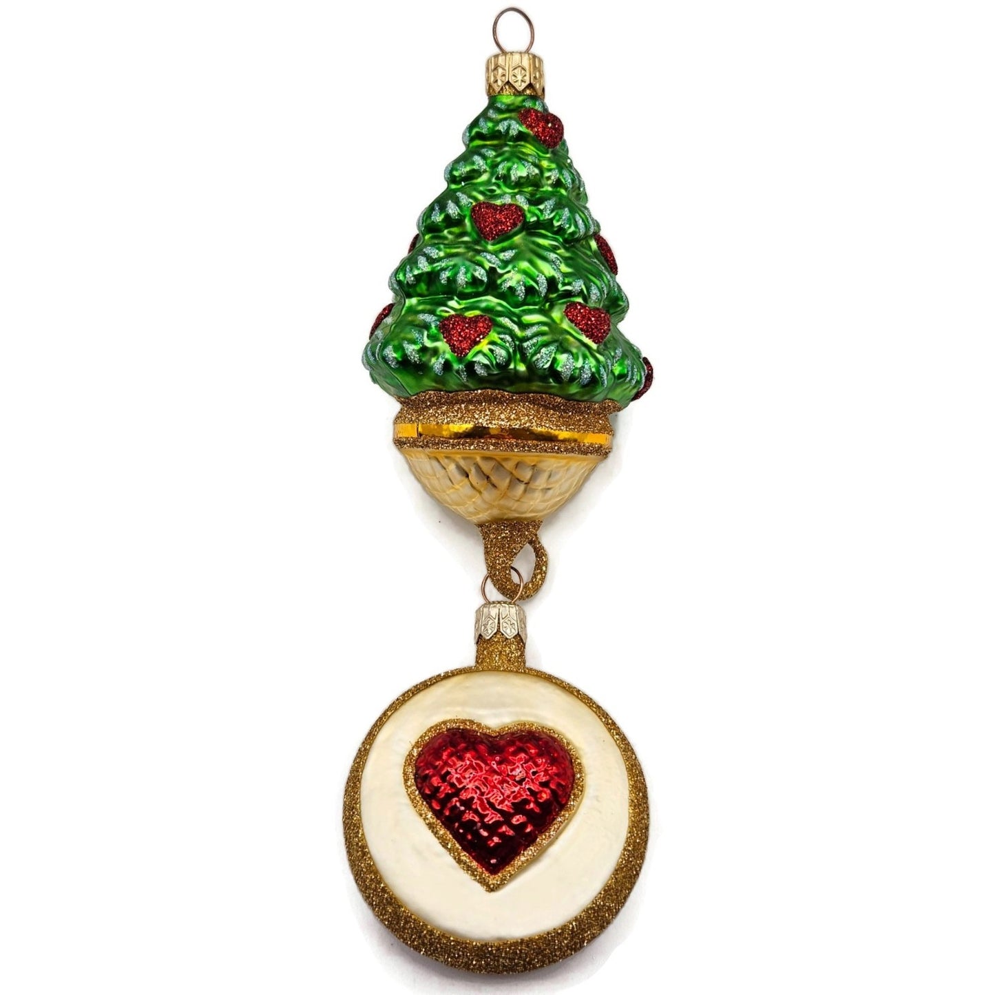 Patricia Breen Five Golden Rings Red Glittered Medallion Christmas Tree Ornament
