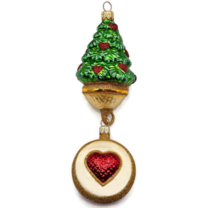 Patricia Breen Five Golden Rings Red Glittered Medallion Christmas Tree Ornament