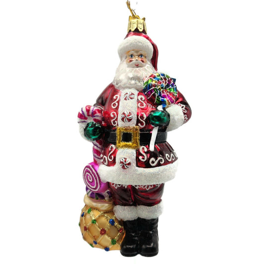 Kurt S Adler Bellissimo Santa Claus Candy Cane Christmas Tree Ornament BELL0008