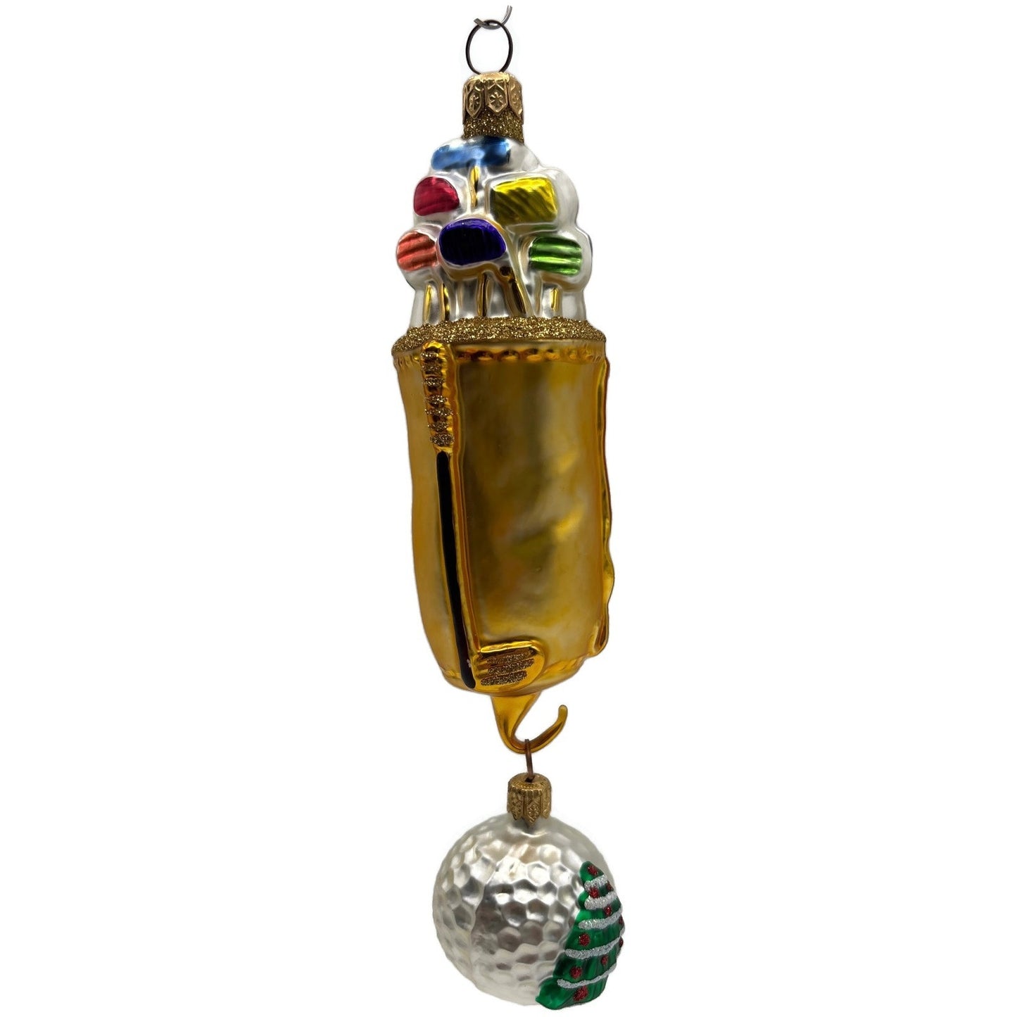 Patricia Breen Golf Bag and Ball Gold Matte Sports Christmas Tree Ornament
