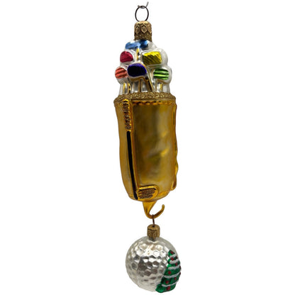 Patricia Breen Golf Bag and Ball Gold Matte Sports Christmas Tree Ornament