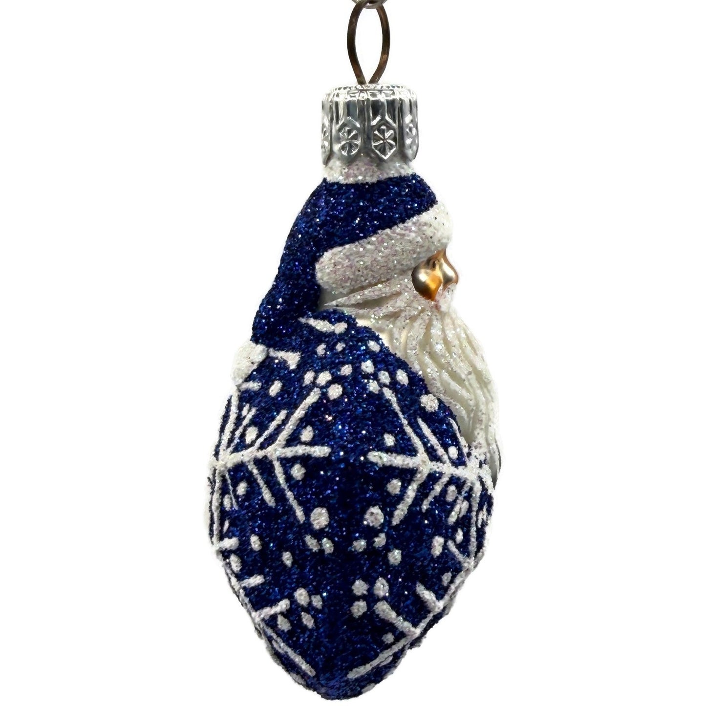 Patricia Breen Snowflake Noel Blue Santa Claus Hexagon Christmas Ornament 2257