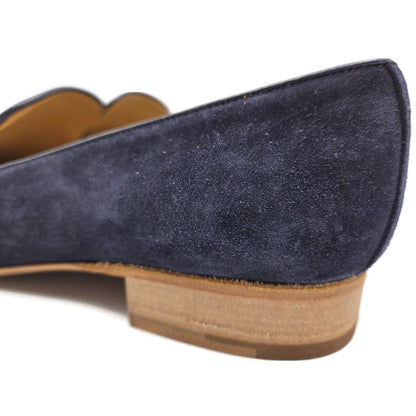 Churchs Flora 2 Dark Blue Suede Loafers Rare Crown Embroidered Luxury Shoes