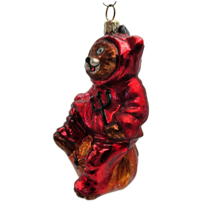 Christopher Radko You Little Devil Bear Pumpkin Halloween Christmas Ornament