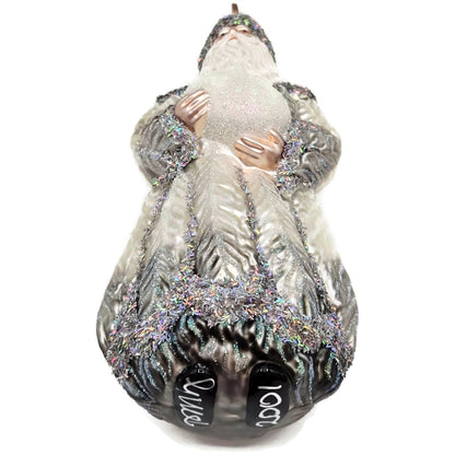 Patricia Breen Plumed Santa Claus Platinum Peacock Christmas Tree Ornament