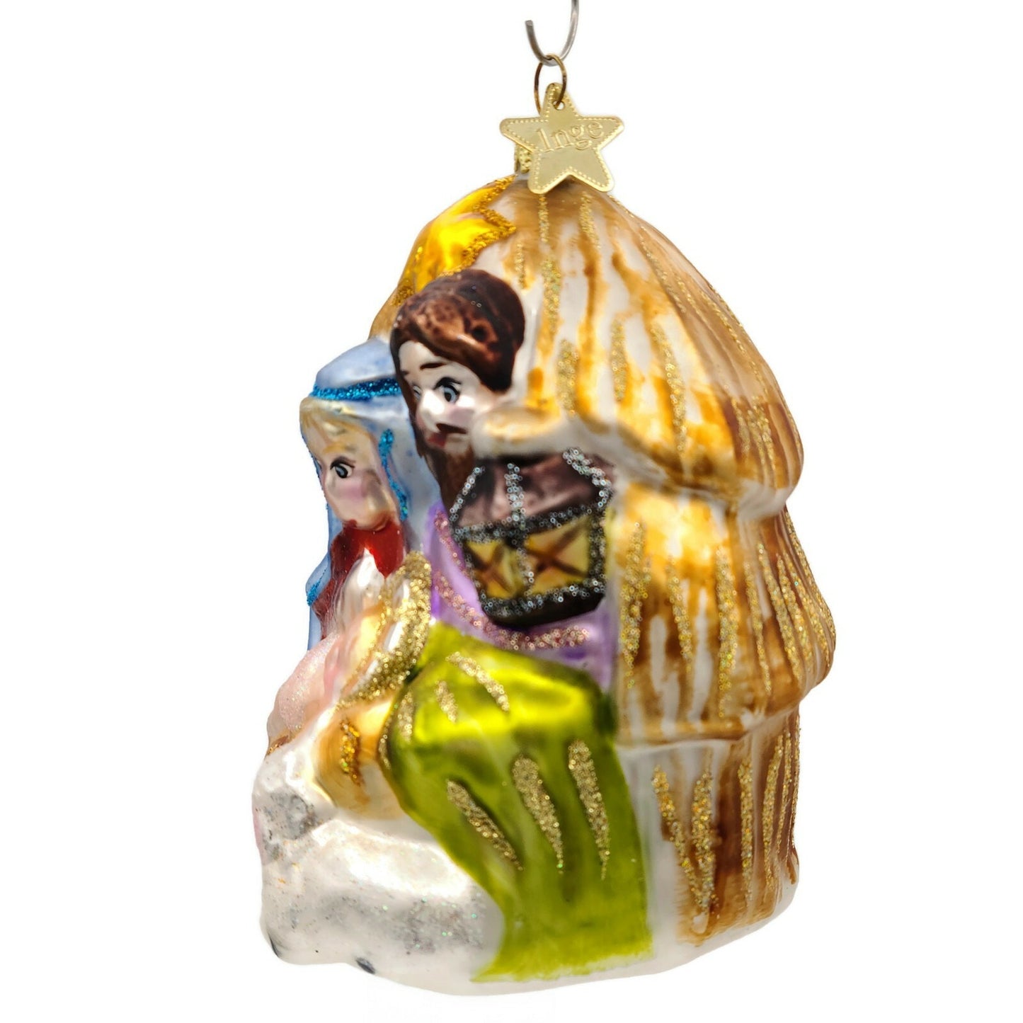 Inge Glass Nativity Scene Baby Jesus Mary Joseph Manger Christmas Tree Ornament