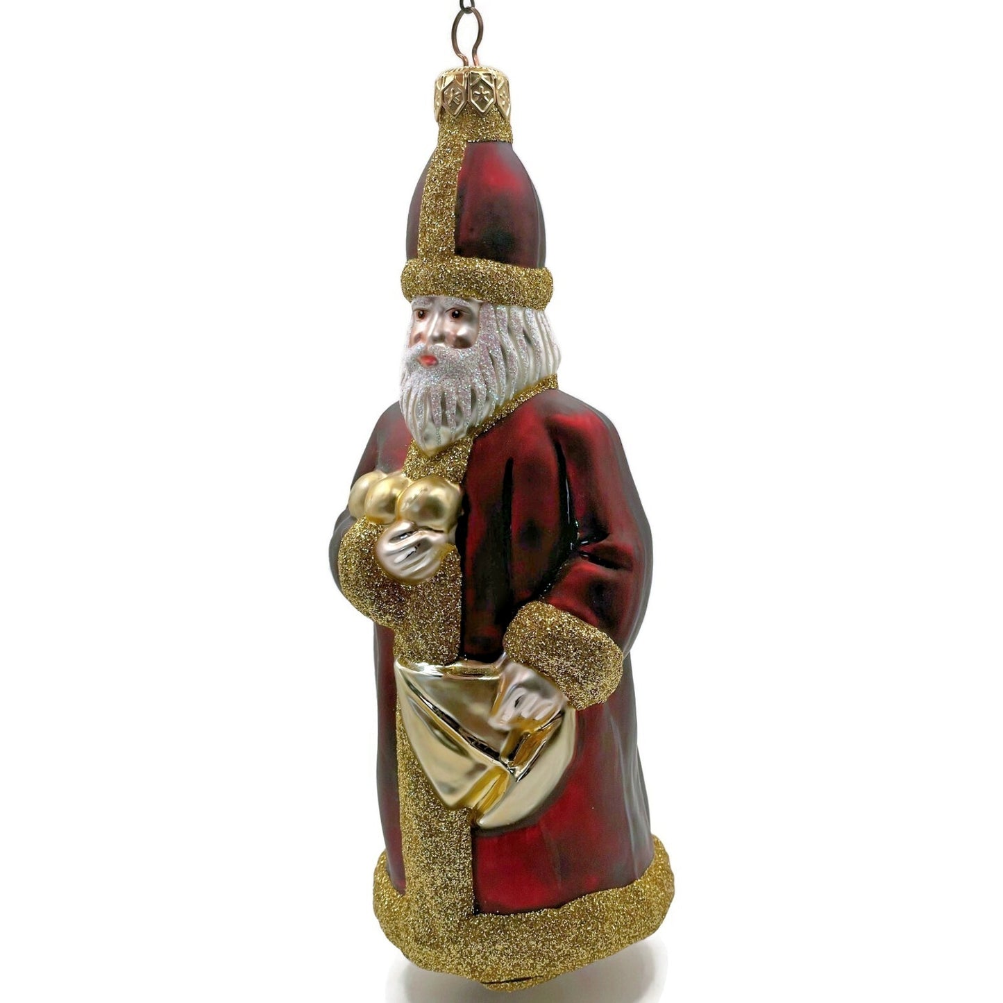 Patricia Breen Saint Nicholas Bordeaux Gold Glitter Christmas Tree Ornament