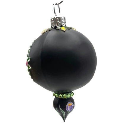 Patricia Breen Memento Reflector Botanical Black Petite Drop Christmas Ornament